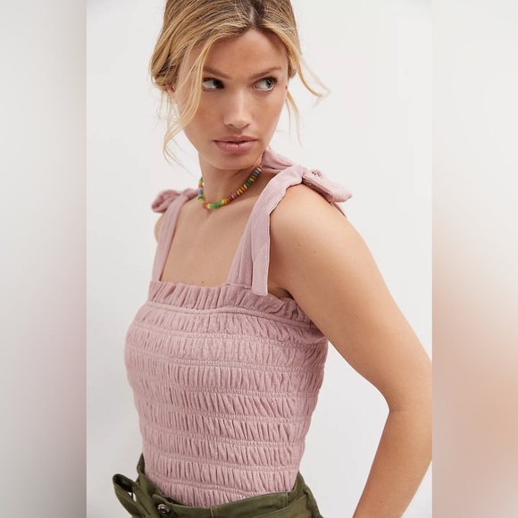 Anthropologie Blue Smocked Cami - Picture 2 of 9